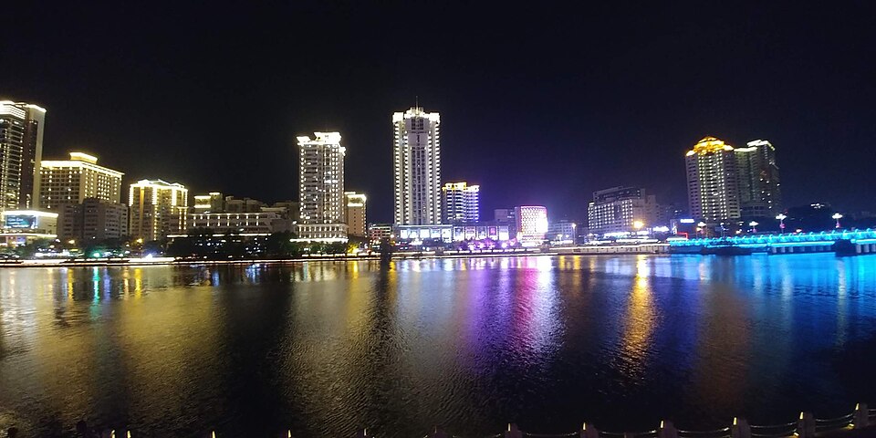 Downtown Sanya rooftops and coastline
