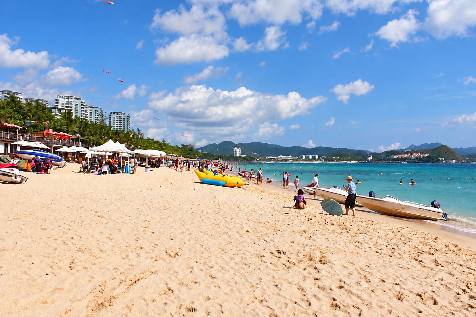 Dadonghai beach and its waterfront buildings