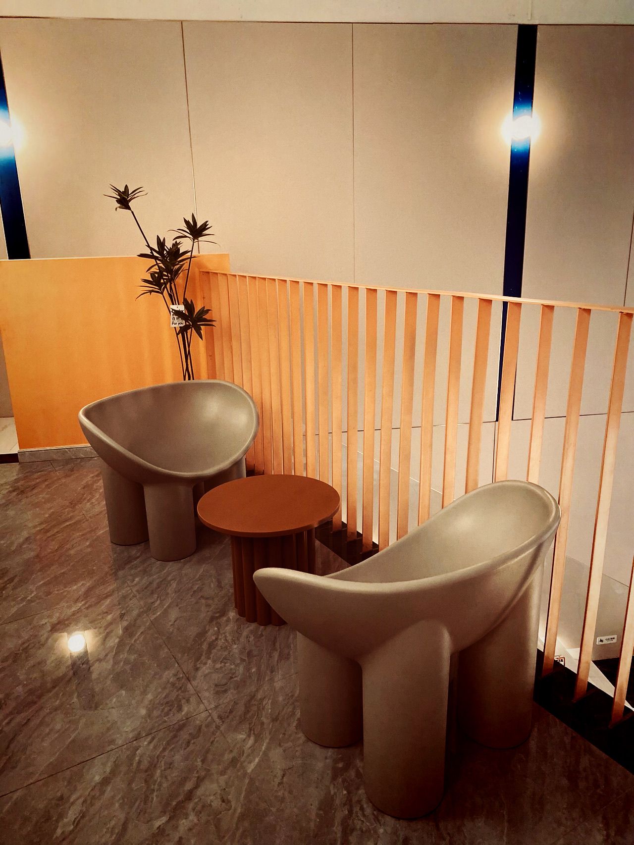 Quiet upstairs seating at Enjoy Café